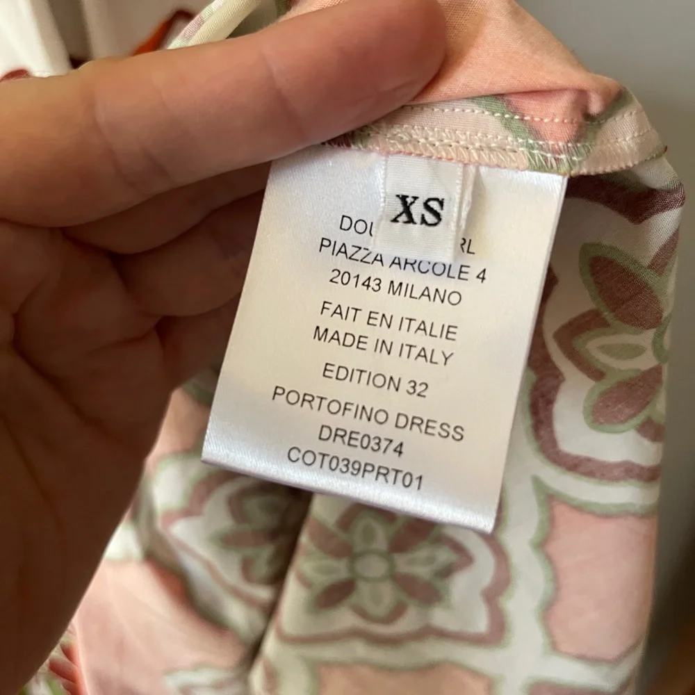 La DoubleJ Portofino Dress XS Partenope 1970s Tile Print Cotton Poplin Midi NWT - Picture 7 of 9